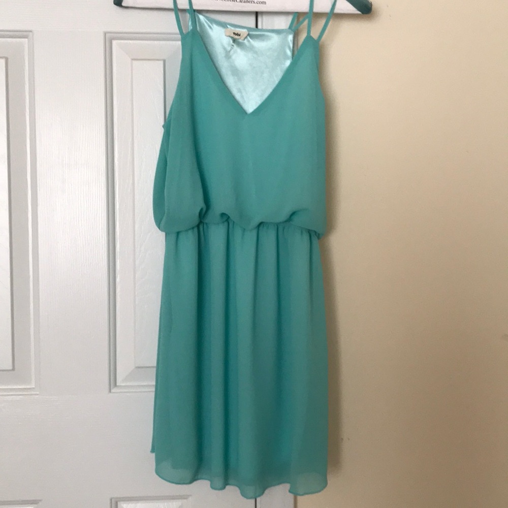 Tobi Mint Aqua Blue Chiffon Dress
